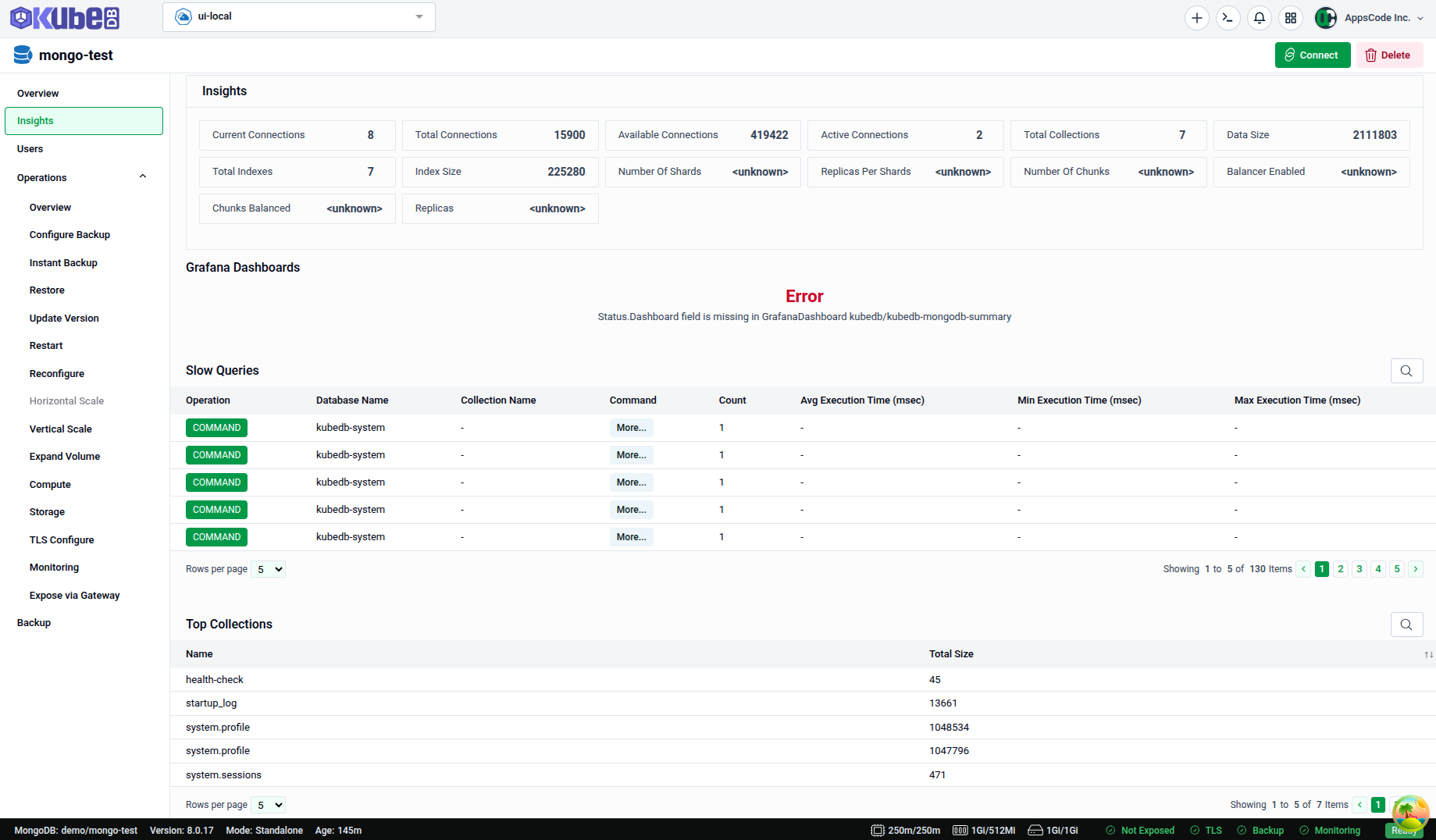 KubeDB management console screenshot 3