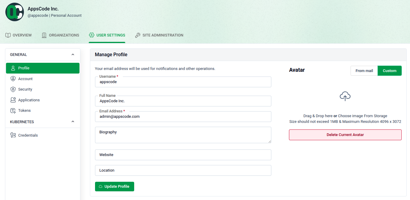 Custom Avatar Upload