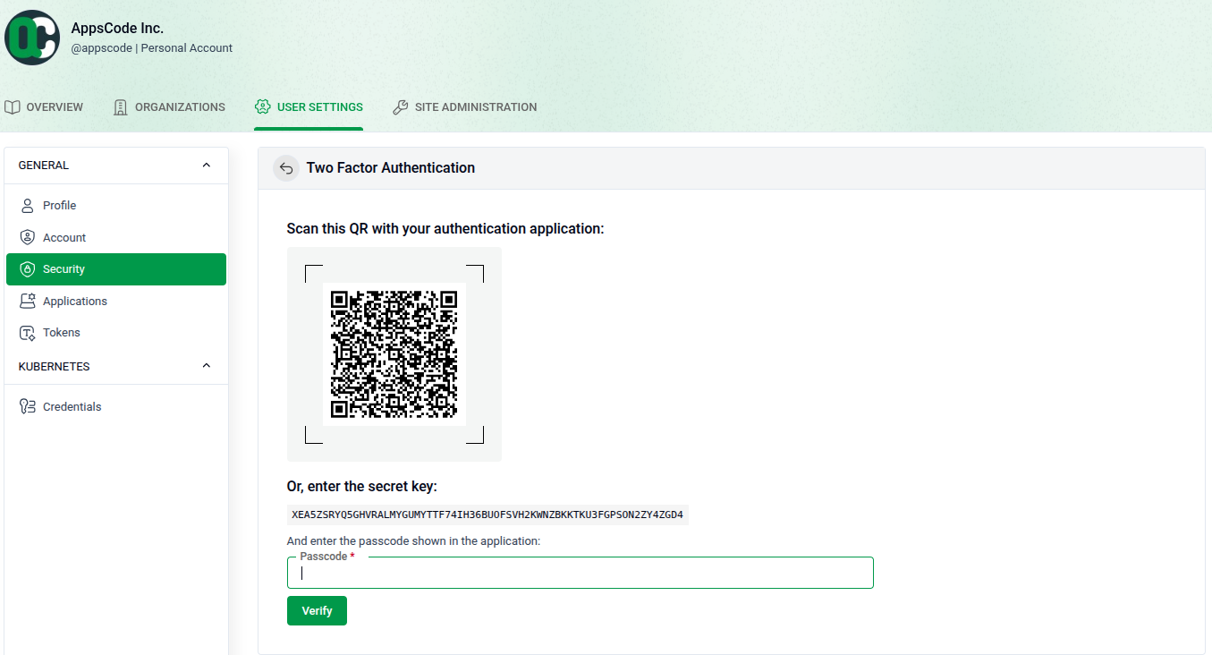 Two-Factor Authentication Setup