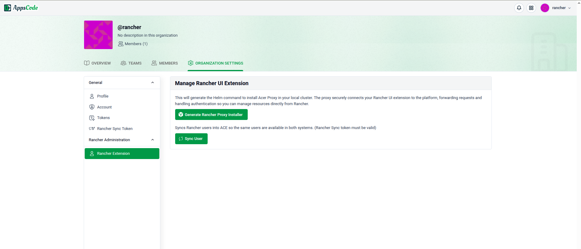 Organization Settings