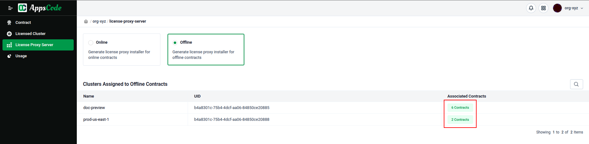 Offline Installer Cluster Selection