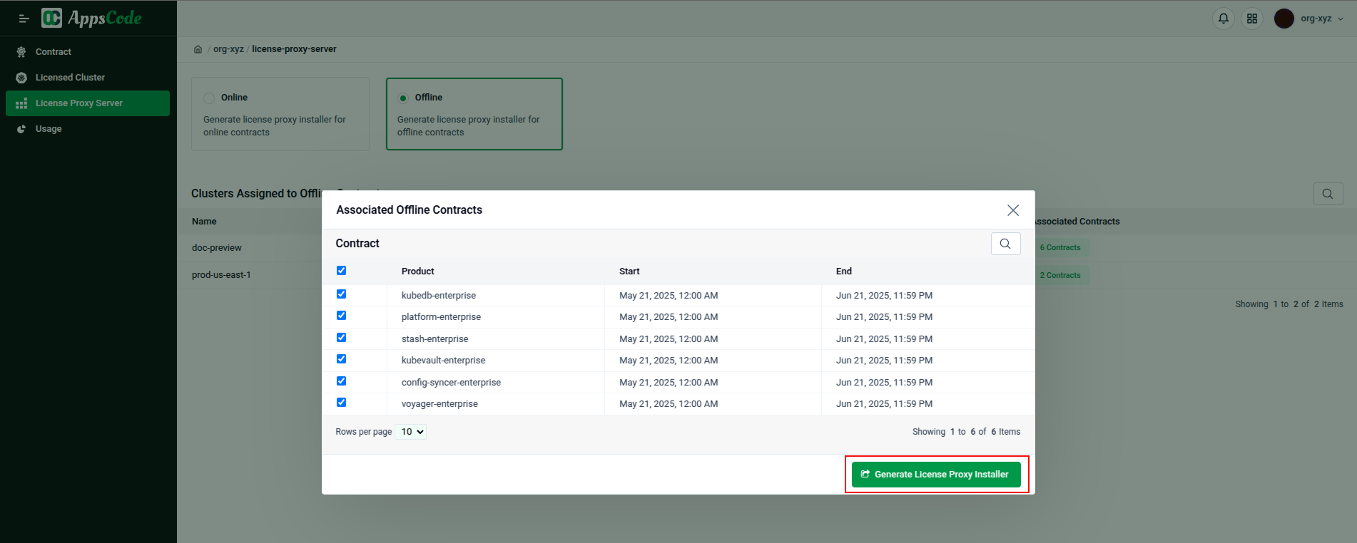 Offline Installer Contract Selection