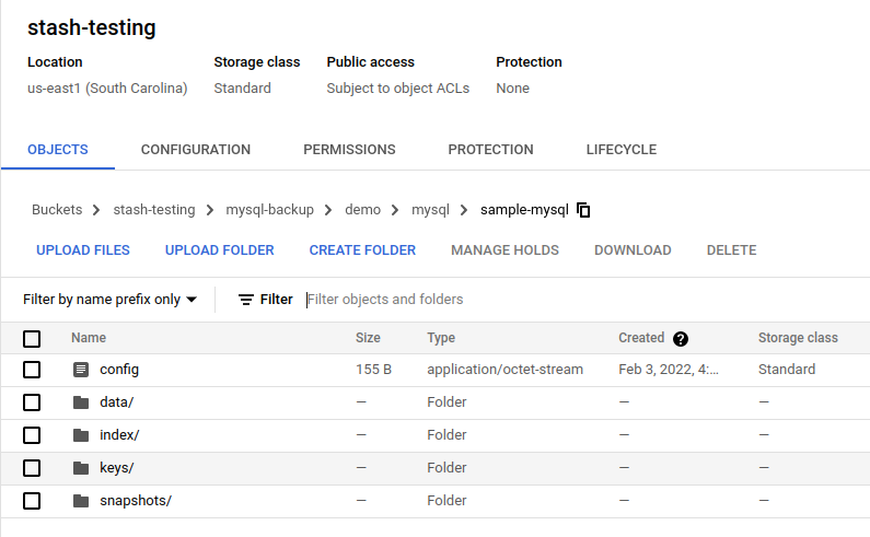 Backup data in GCS Bucket