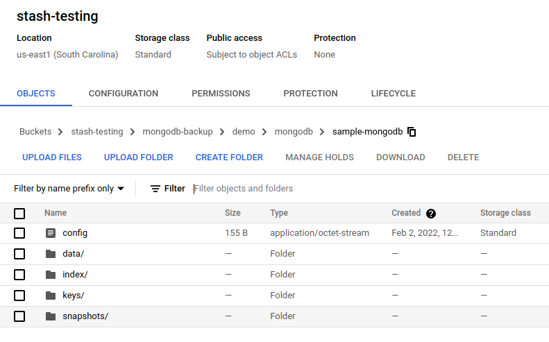 Backup data in GCS Bucket