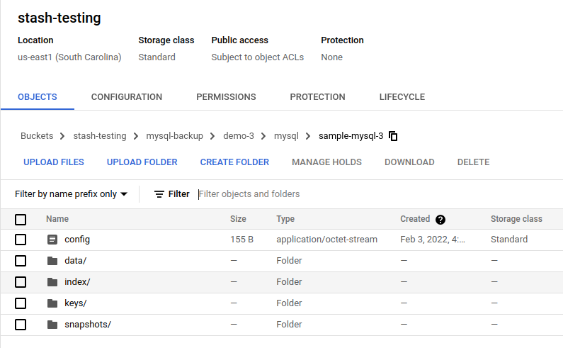 Backup data in GCS Bucket