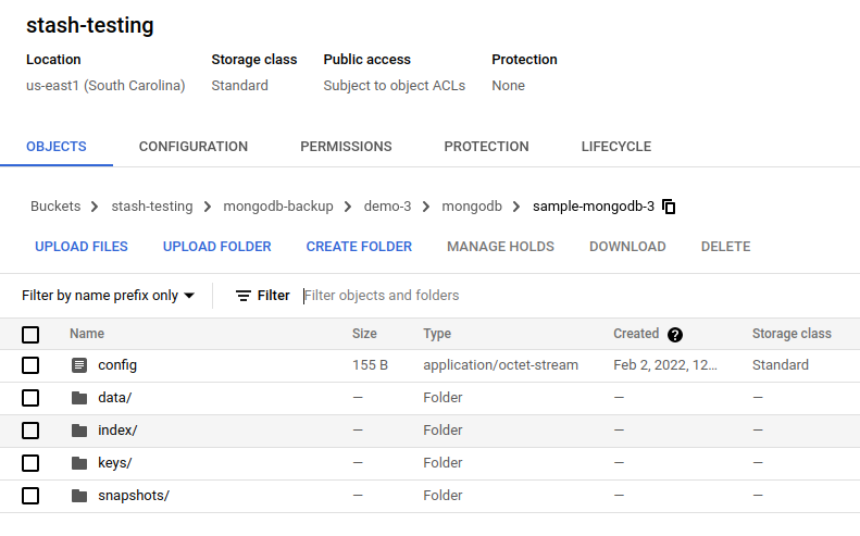 Backup data in GCS Bucket