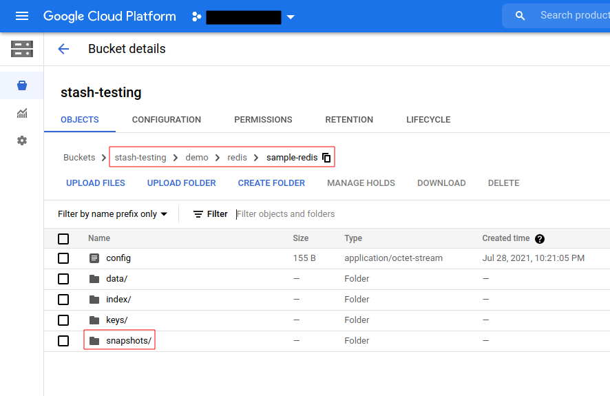 Backup data in GCS Bucket