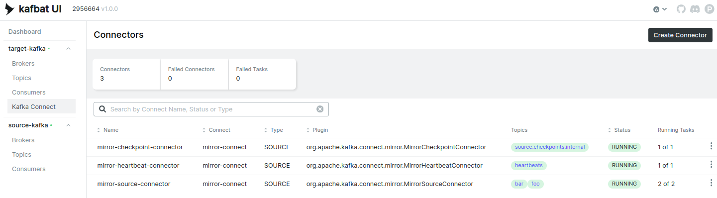 List of connector for migration